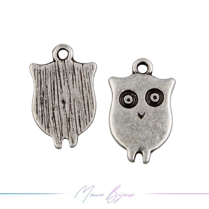 Charms Zamak Matt Silver Owl 12x19mm