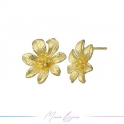 Earring Matt Gold Flower 15mm