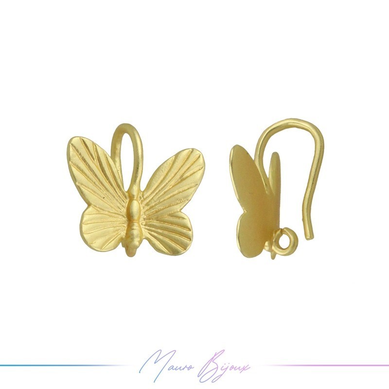 Earring Matt Gold Butterfly 13mm