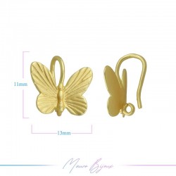 Earring Matt Gold Butterfly 13mm