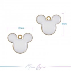 Ciondoli in Ottone Smaltati Mickey Mouse 8x10mm Bianco