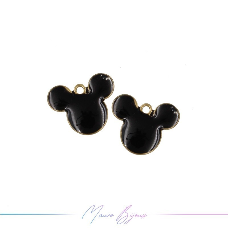 Ciondoli in Ottone Smaltati Mickey Mouse 8x10mm Nero