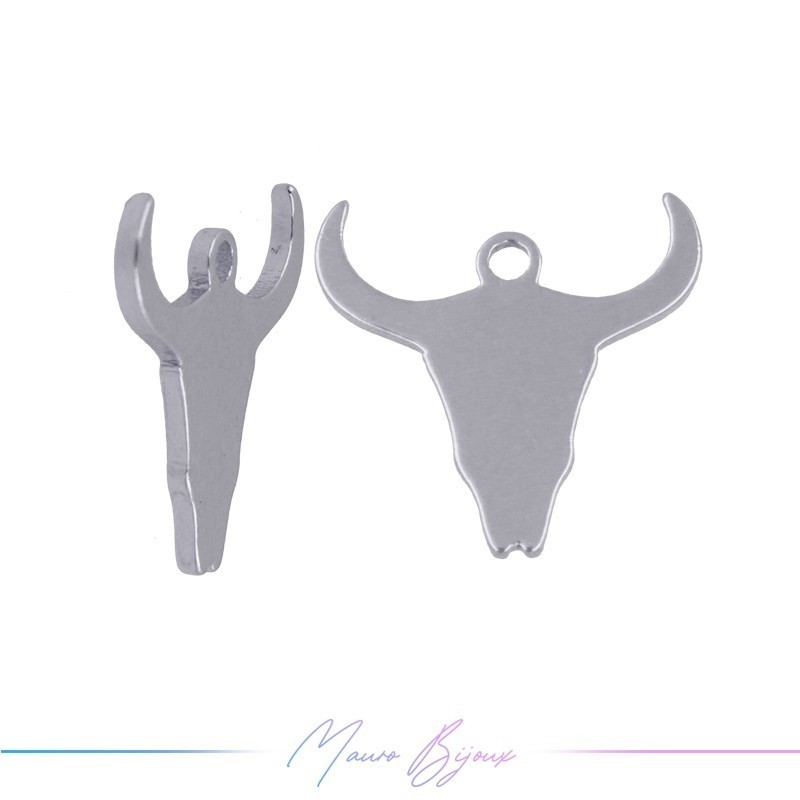 Ciondoli in Ottone Testa di Toro Argento 12mm