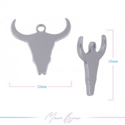 Ciondoli in Ottone Testa di Toro Argento 12mm