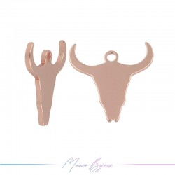 Ciondoli in Ottone Testa di Toro Oro Rosa 12mm