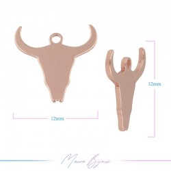 Ciondoli in Ottone Testa di Toro Oro Rosa 12mm