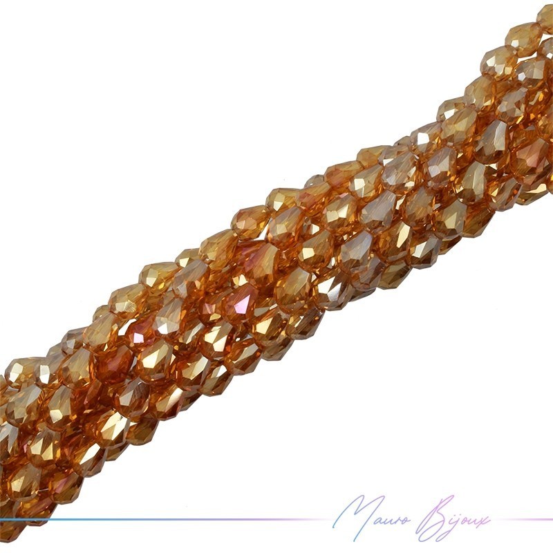 Fili di Cristallo Goccia Sfaccettato 5x7mm Arancione