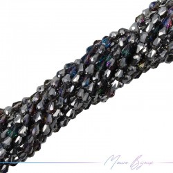 Fili di Cristallo Goccia Sfaccettato 5x7mm Nero Multicolore Metallizzato