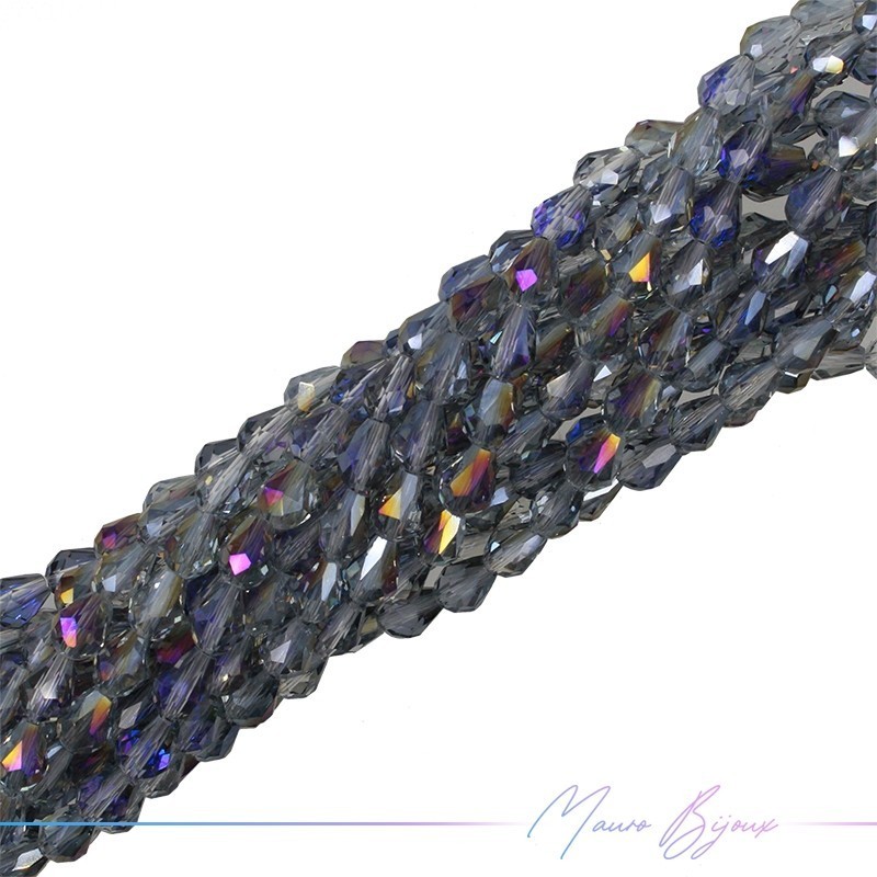 Fili di Cristallo Goccia Sfaccettato 5x7mm Blu Multicolore Metallizzato