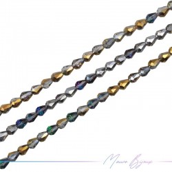 Drops Crystal Faceted 5x7mm Metalic Multicolor Gold