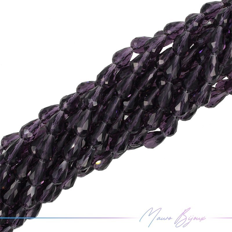 Drops Crystal Faceted 8x12mm Trasparent Purple
