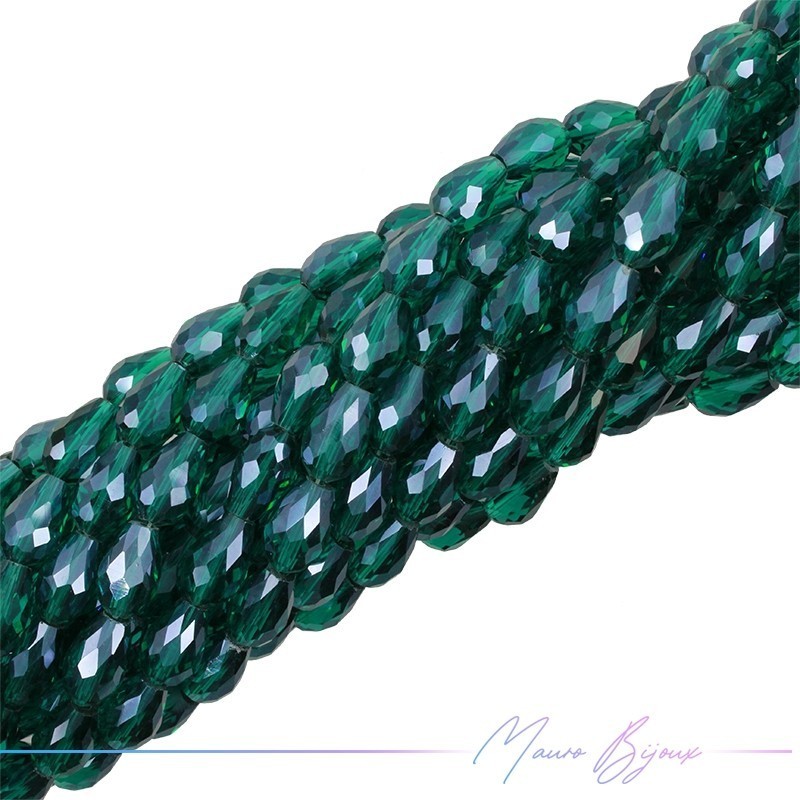Drops Crystal Faceted 8x12mm Emerald