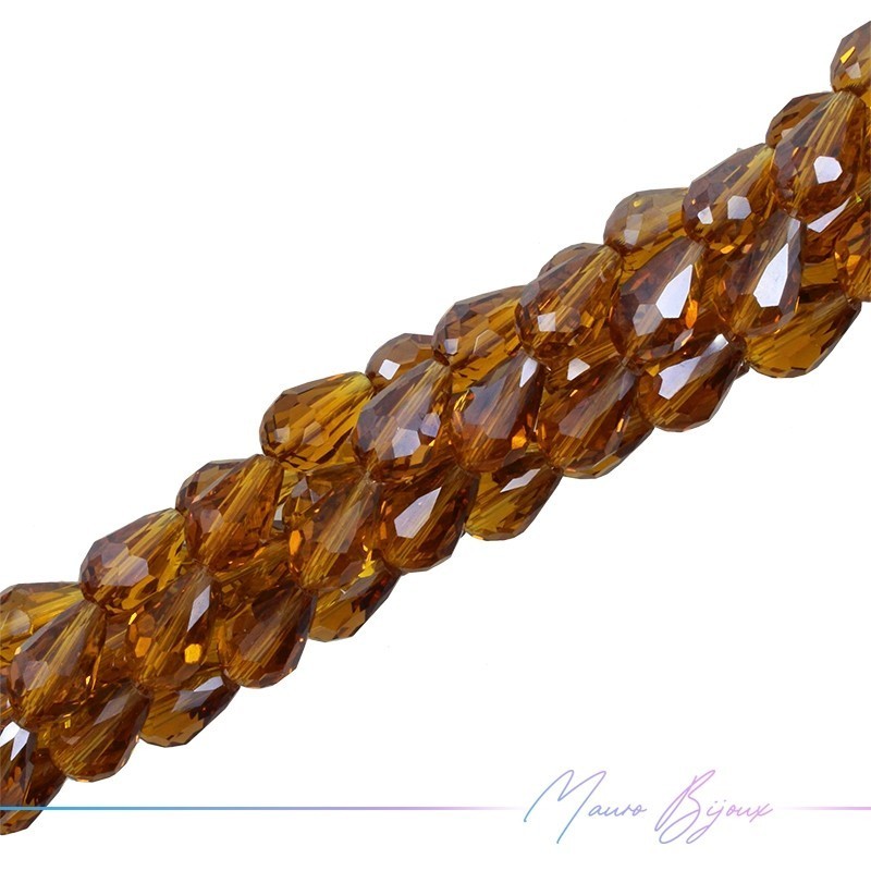 Fili di Cristallo Goccia Sfaccettato 8x12mm Colore Ambra