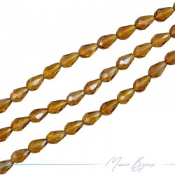 Drops Crystal Faceted 8x12mm Amber