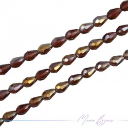 Fili di Cristallo Goccia Sfaccettato 8x12mm Marrone Trasparente