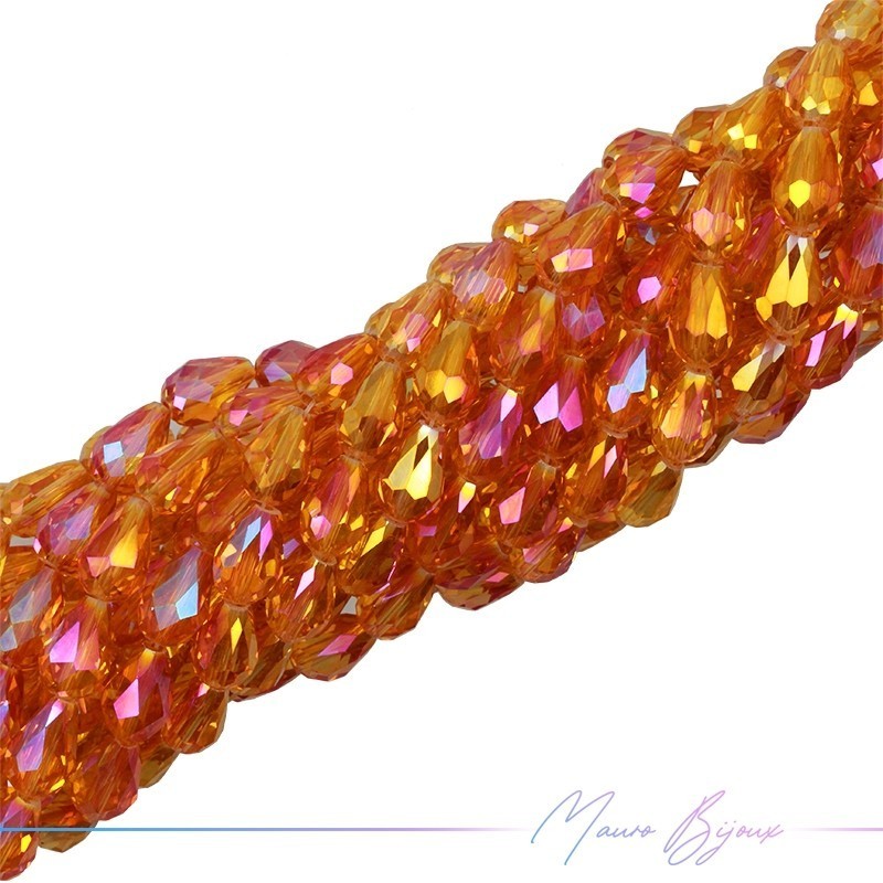 Fili di Cristallo Goccia Sfaccettato 8x12mm Arancione