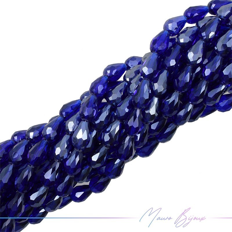 Drops Crystal Faceted 8x12mm Trasparent Blue