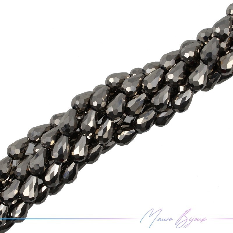 Drops Crystal Faceted 8x12mm Metallic Silver