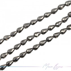 Drops Crystal Faceted 8x12mm Metallic Silver