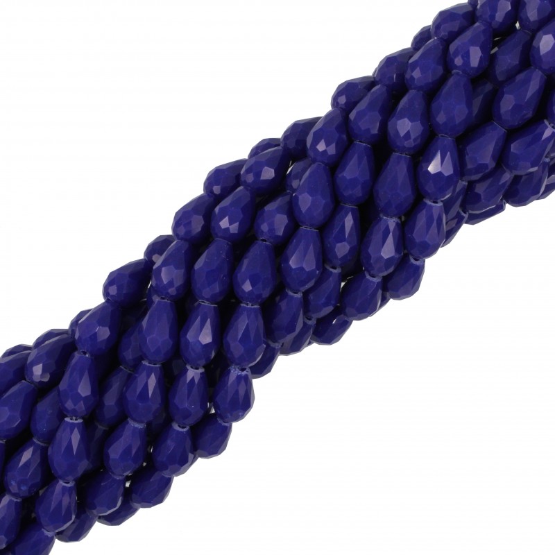 Fili di Cristallo Goccia Sfaccettato 8x12mm Opaco Blu Elettrico