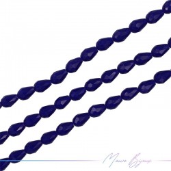 Fili di Cristallo Goccia Sfaccettato 8x12mm Opaco Blu Elettrico