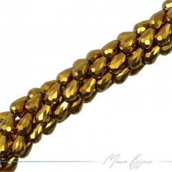 Drops Crystal Faceted 8x12mm Metallic Gold