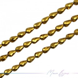 Drops Crystal Faceted 8x12mm Metallic Gold