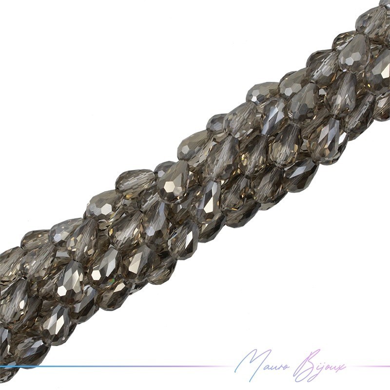 Drops Crystal Faceted 10x16mm Trasparent Grey