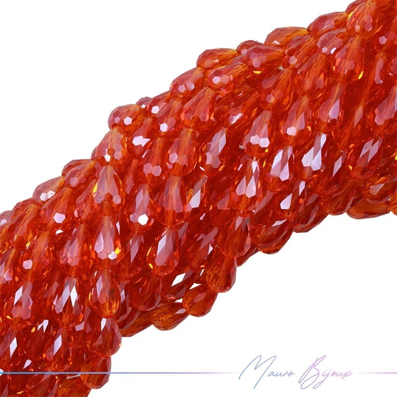 Fili di Cristallo Goccia Sfaccettato 10x16mm Rosso