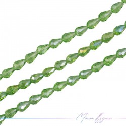 Fili di Cristallo Goccia Sfaccettato 10x16mm Verde Chiaro