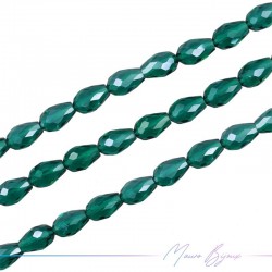 Fili di Cristallo Goccia Sfaccettato 10x16mm Verde Smeraldo