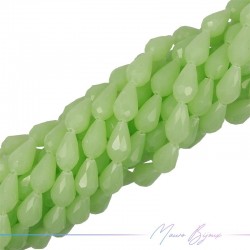 Fili di Cristallo Goccia Sfaccettato 10x16mm Opale Verde