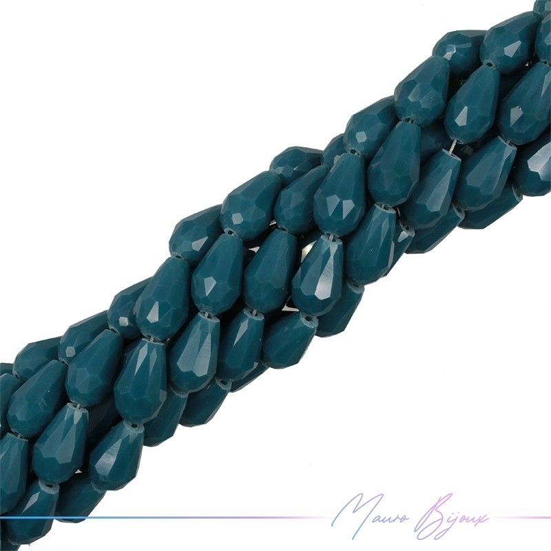 Fili di Cristallo Goccia Sfaccettato 10x16mm Opaco Petrolio