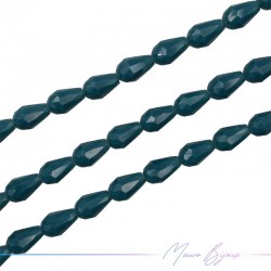 Fili di Cristallo Goccia Sfaccettato 10x16mm Opaco Petrolio