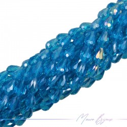 Fili di Cristallo Goccia Sfaccettato 10x16mm Trasparente Azzurro