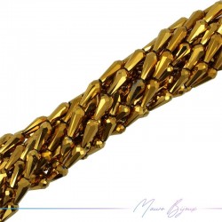 Fili di Cristallo Goccia Sfaccettato 6x14mm Oro Metallico