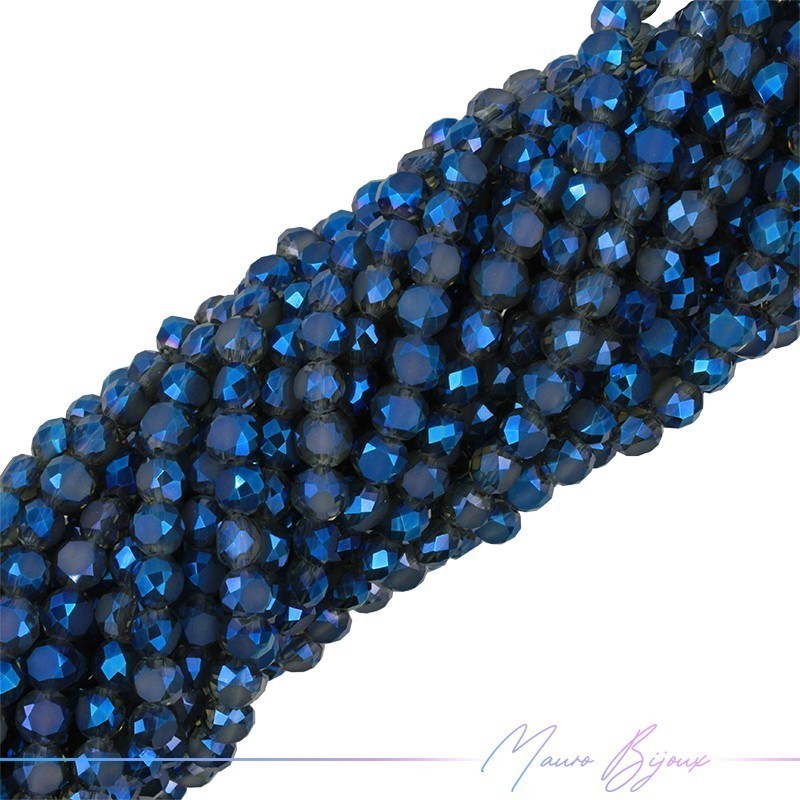 Tablet Crystal Faceted 6mm Metallic Blue