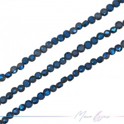 Fili di Cristallo Forma Pastiglia Sfaccettato 6mm Blu Metallizzato