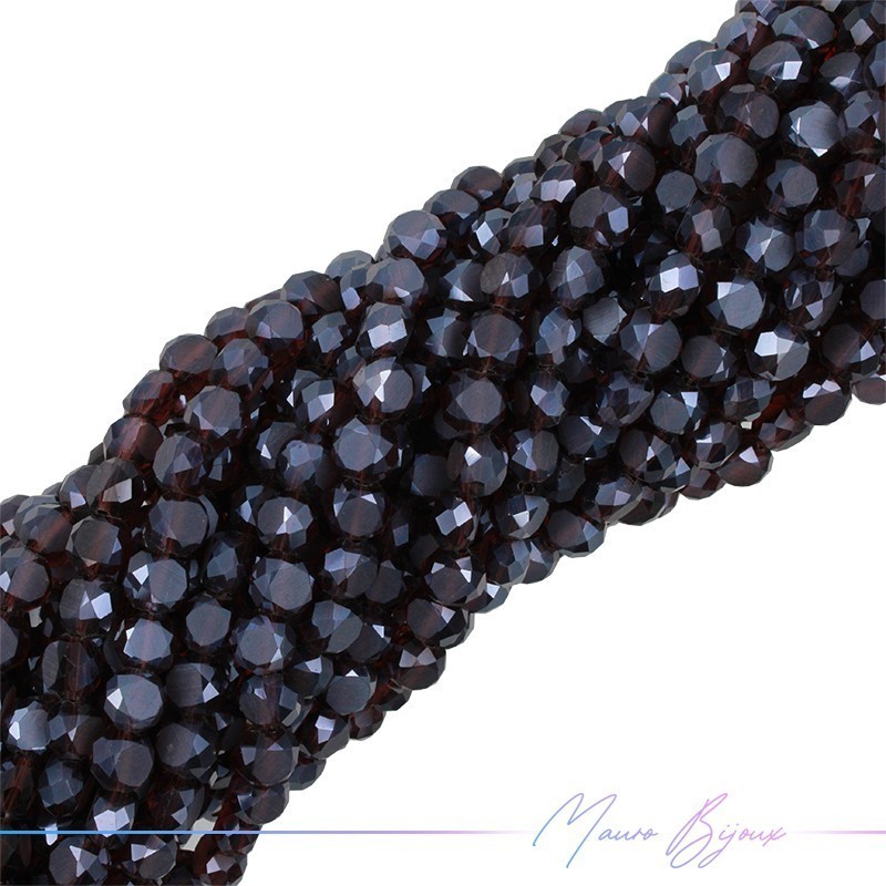 Fili di Cristallo Forma Pastiglia Sfaccettato 6mm Marrone