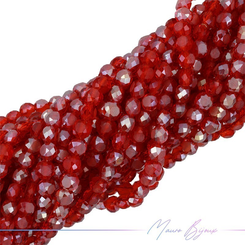 Tablet Crystal Faceted 12mm Red