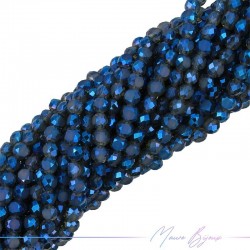 Tablet Crystal Faceted 12mm Metallic Blue