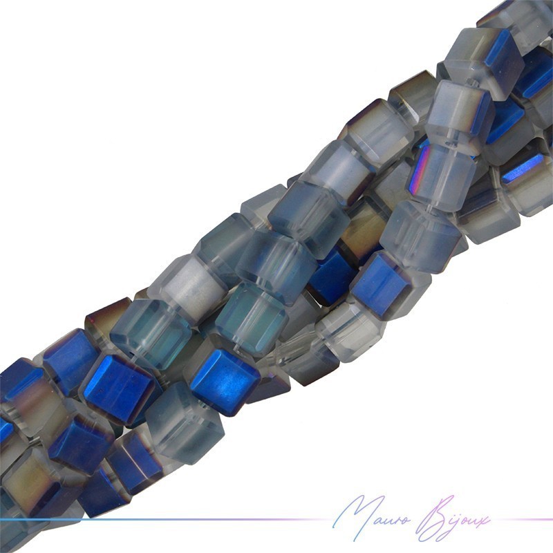 Square Crystal Faceted 8x8mm Matt Blue