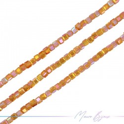 Square Crystal Faceted 8x8mm Orange