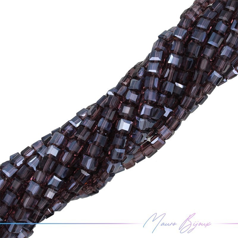 Square Crystal Faceted 8x8mm Purple