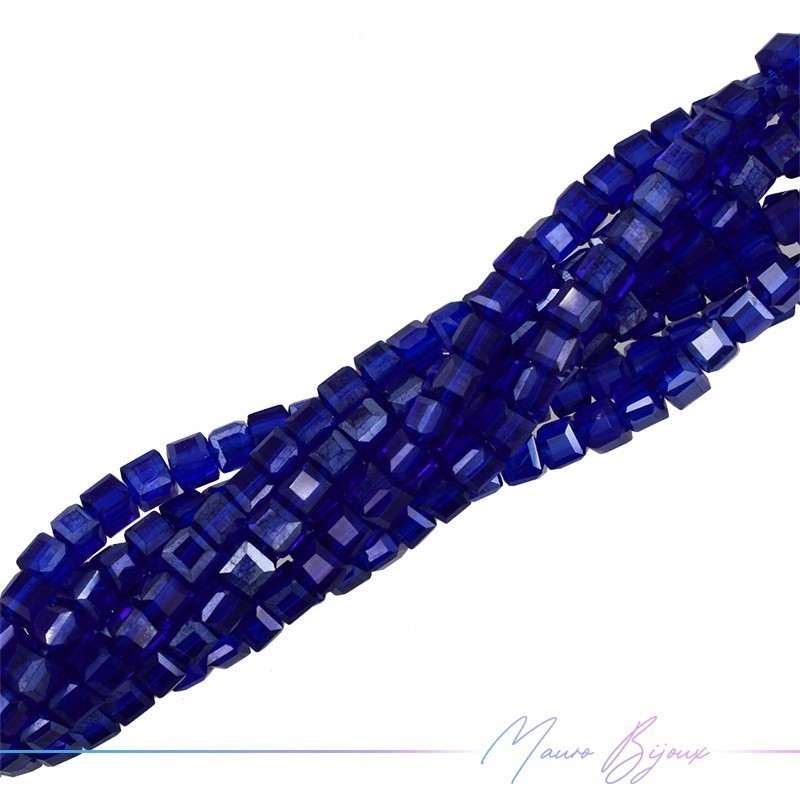 Fili di Cristallo Cubo Sfaccettato Blu