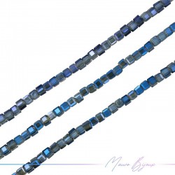 Square Crystal Faceted Metallic Blue