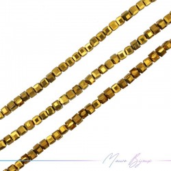 Square Crystal Faceted Metallic Gold