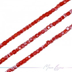 Square Crystal Faceted Dark Red