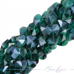 Fili di Cristallo Forma Cuore Sfaccettato 14mm Verde Smeraldo