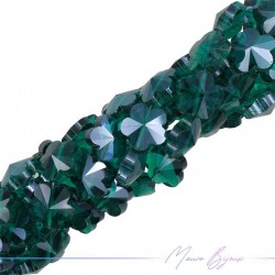 Fili di Cristallo Forma Fiore Sfaccettato 13mm Verde Smeraldo